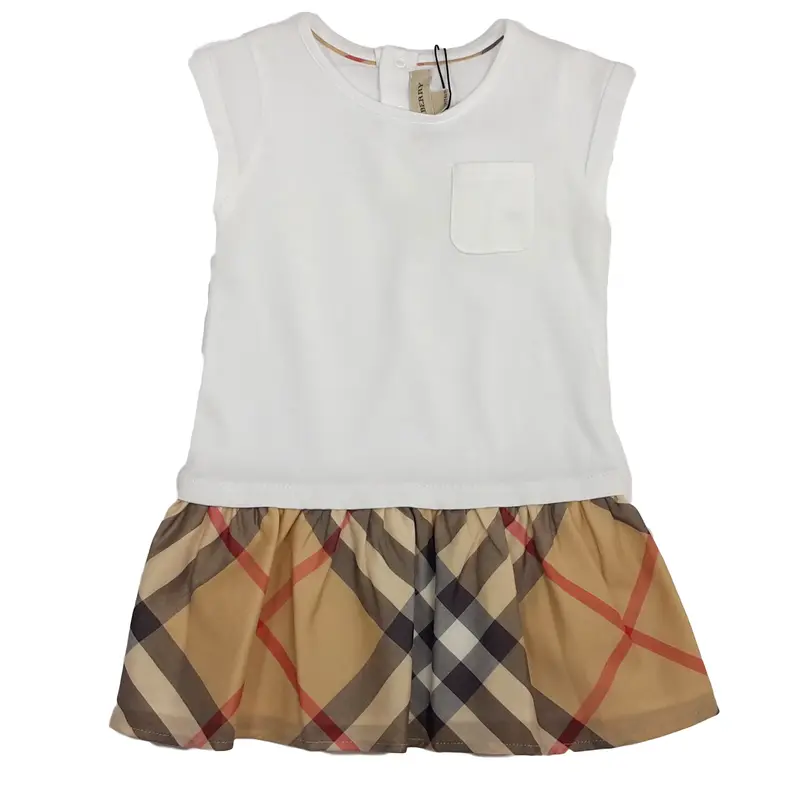 VESTITO in cotone con gonna check burberry