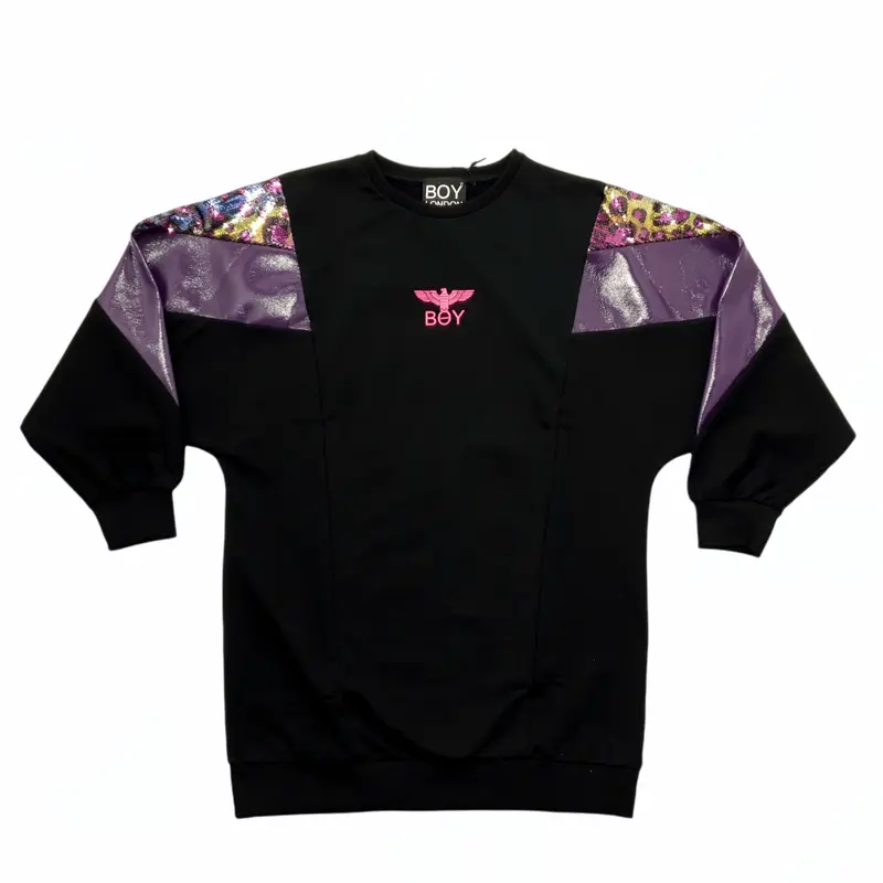 Vestito in felpa Boy London con logo e maniche con paillettes