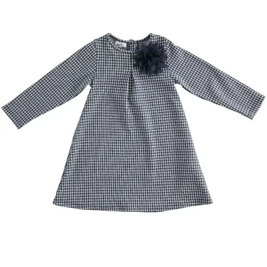 Vestito micro fantasia con fiore applicato