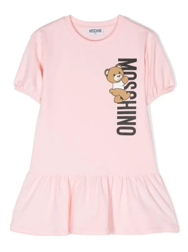 Vestito rosa per bambina con Teddy Bear e logo