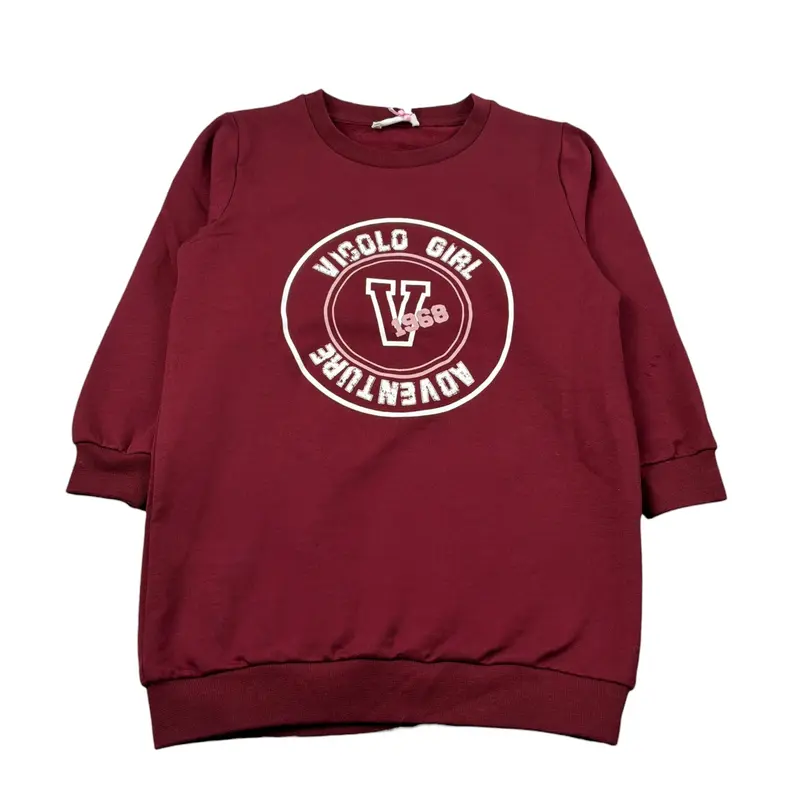 Vicolo Abito Manica Lunga tinta unita Bordeaux per Bambina