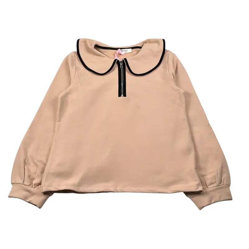 Vicolo Felpa con Zip E Colletto tinta unita Beige per Bambina