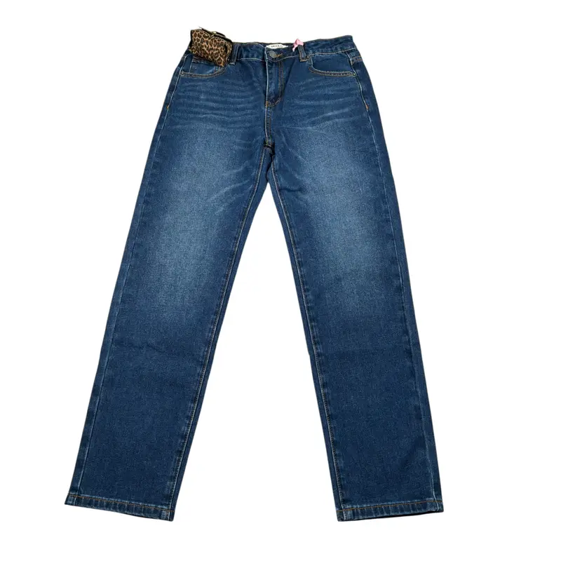 Vicolo Jeans tinta unita con Girovita Regolabile con Ciondolo Blu per Bambina
