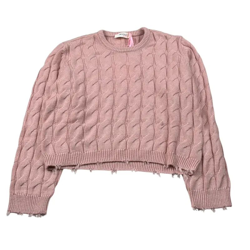 Vicolo Maglia Girocollo tinta unita Rosa per Bambina