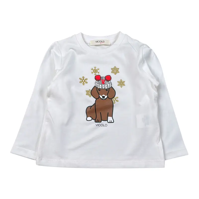 Vicolo Shirt tinta unita con Stampa Bianco per Neonata