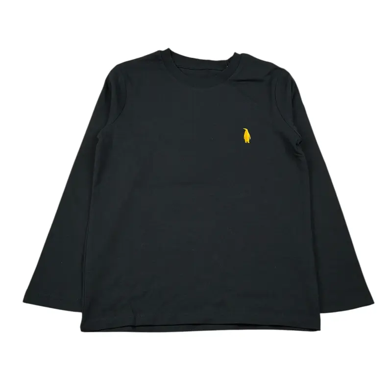 Walt Bay Shirt Girocollo tinta unita con Logo Nero per Bambino