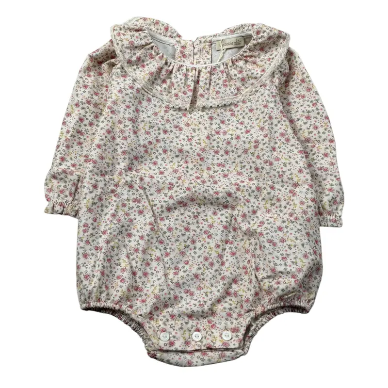 Wedoble Body Camicia Manica Lunga Fantasia Floreale Panna per Neonata