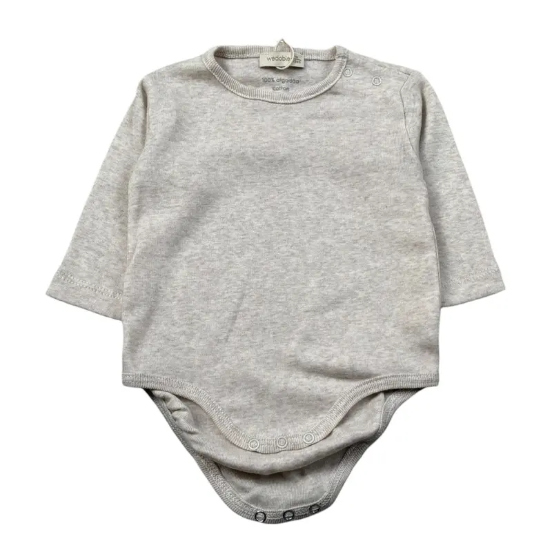 Wedoble Body Manica Lunga tinta unita Beige per Neonato
