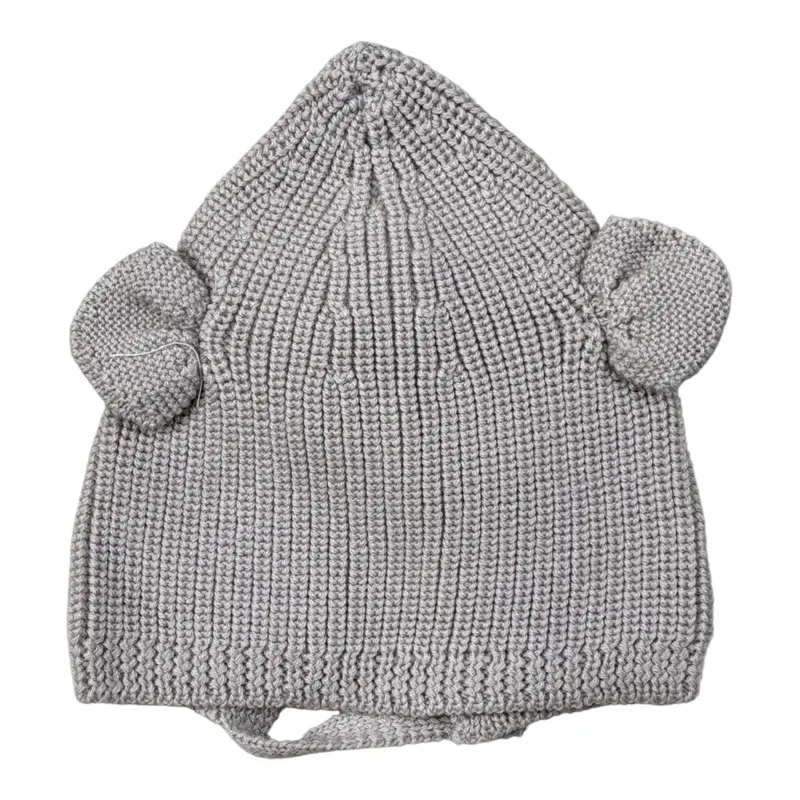Wedoble Cappello tinta unita con Orecchie Grigio per Neonata