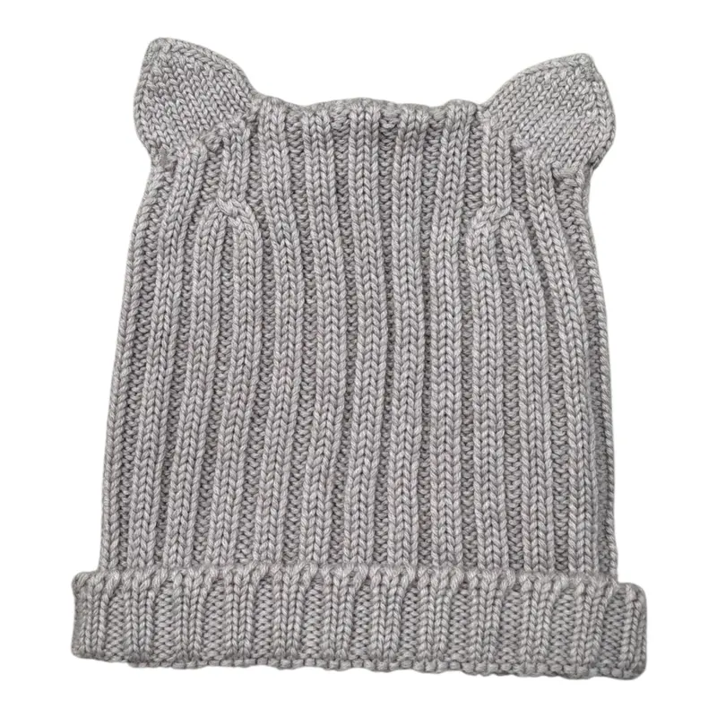 Wedoble Cappello tinta unita con Orecchie Grigio per Neonato
