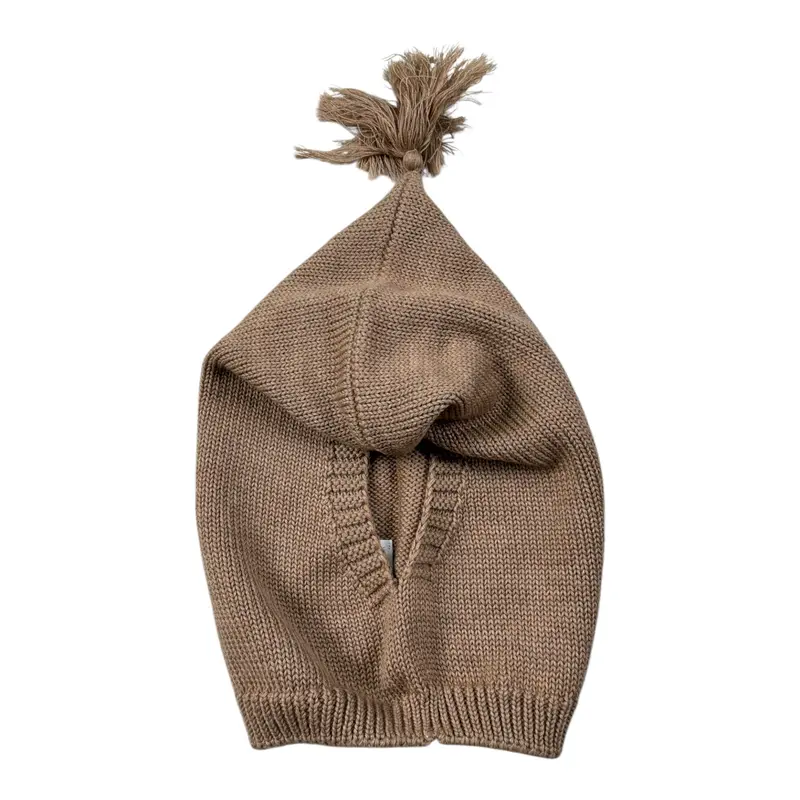 Wedoble Cappello tinta unita con Pon Pon Beige per Bambino