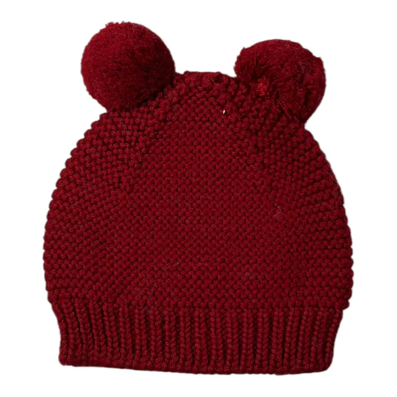 Wedoble Cappello tinta unita con Pon Pon Bordeaux per Neonata