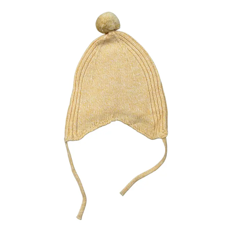 Wedoble Cappello tinta unita con Pon Pon Giallo per Neonata