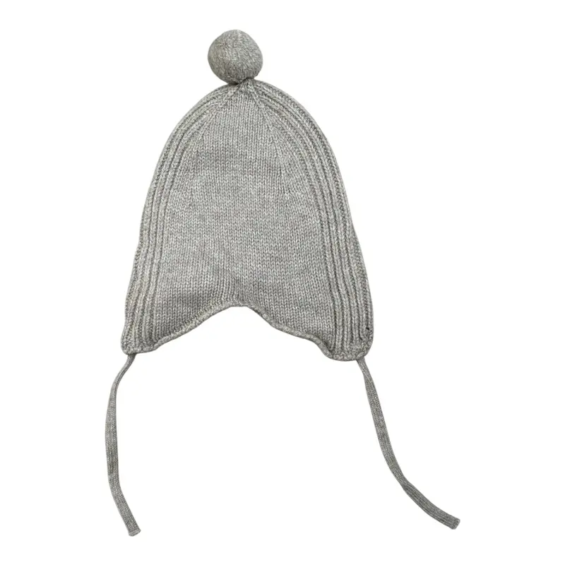 Wedoble Cappello tinta unita con Pon Pon Grigio per Neonata