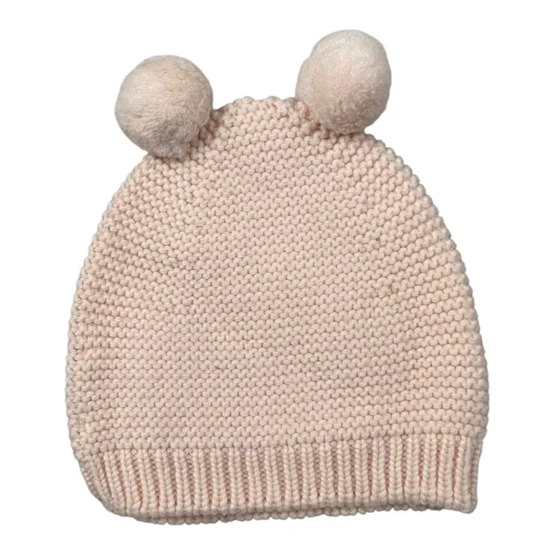 Wedoble Cappello tinta unita con Pon Pon Rosa per Neonata
