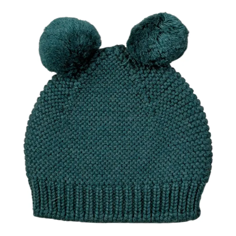 Wedoble Cappello tinta unita con Pon Pon Verde per Neonata