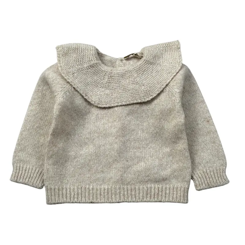 Wedoble Maglia tinta unita con Colletto Beige per Neonata
