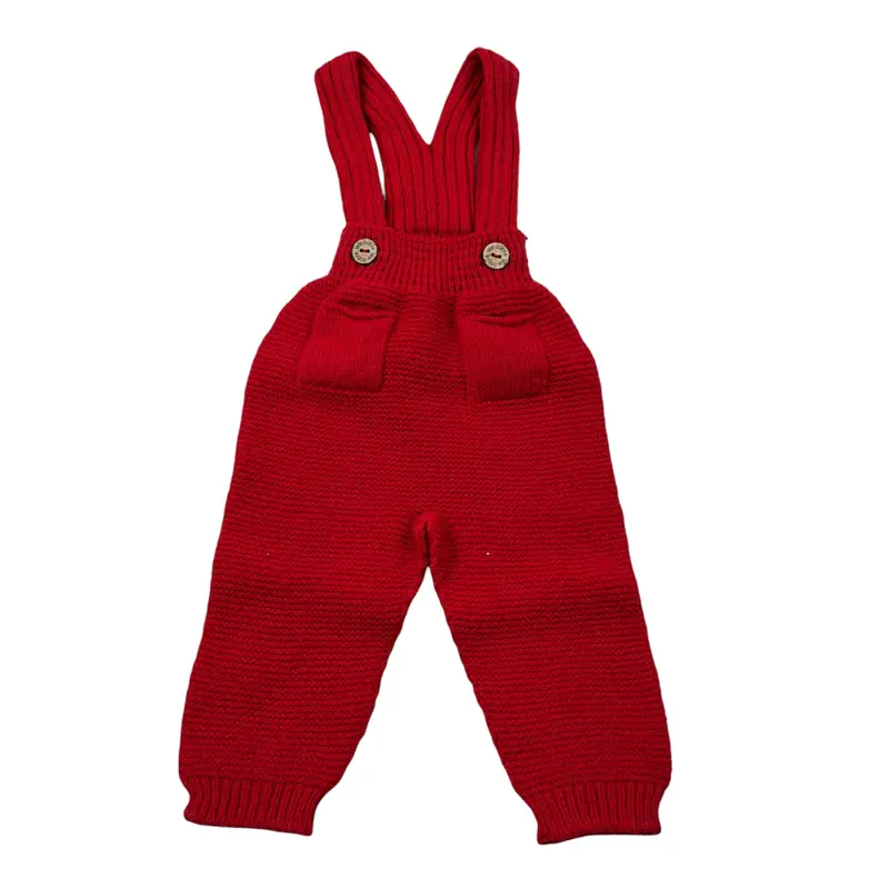 Wedoble Tutina tinta unita con Bretelle Rosso per Neonato
