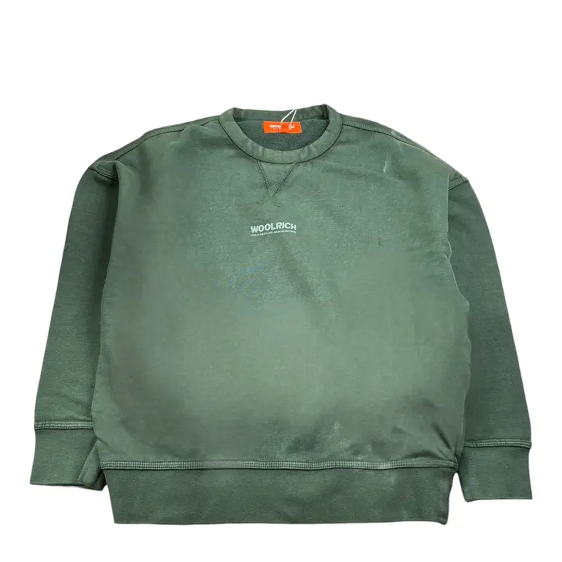 Woolrich Felpa Girocollo tinta unita con Stampa Verde per Bambino