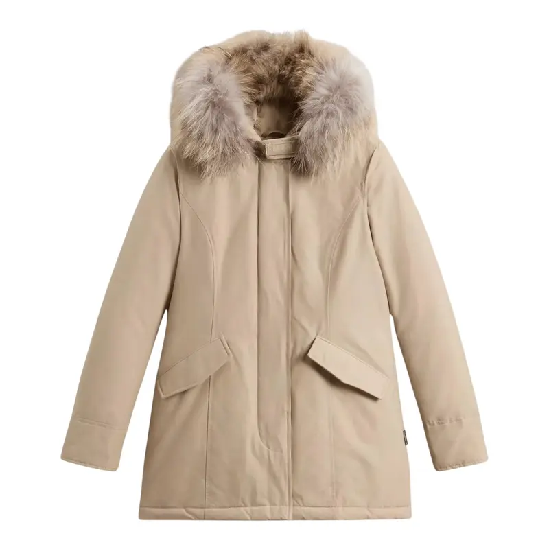 Woolrich Giubbino tinta unita con Bottoni Beige per Bambina