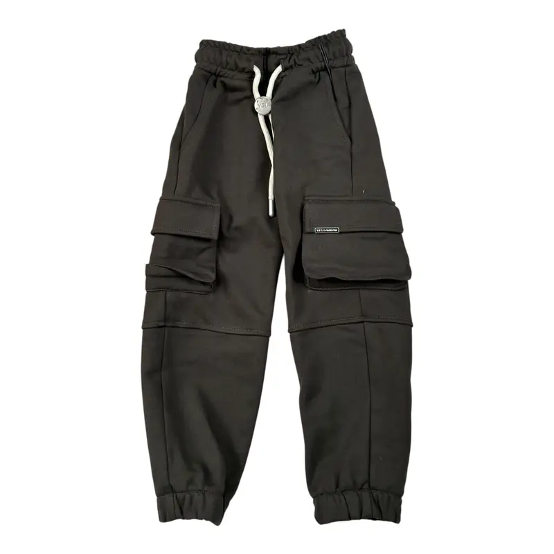Yes London Pantalone Modello Tuta con Tasconi tinta unita Nero per Neonato