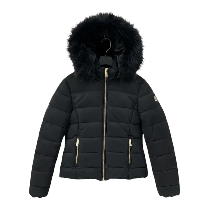 Yes Zee Giubbino tinta unita con Cappuccio Nero per Bambina