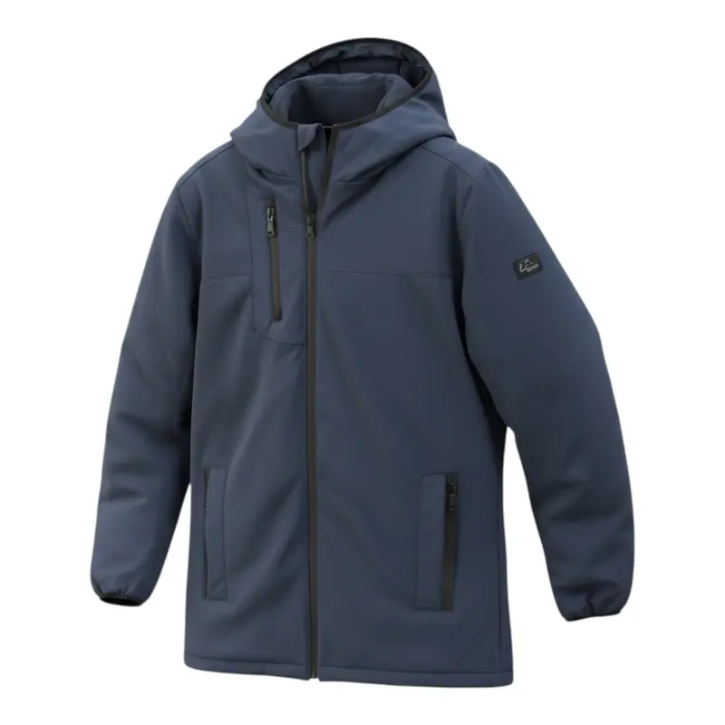 Yes Zee Giubbino tinta unita con Zip E Cappuccio Blu per Bambino