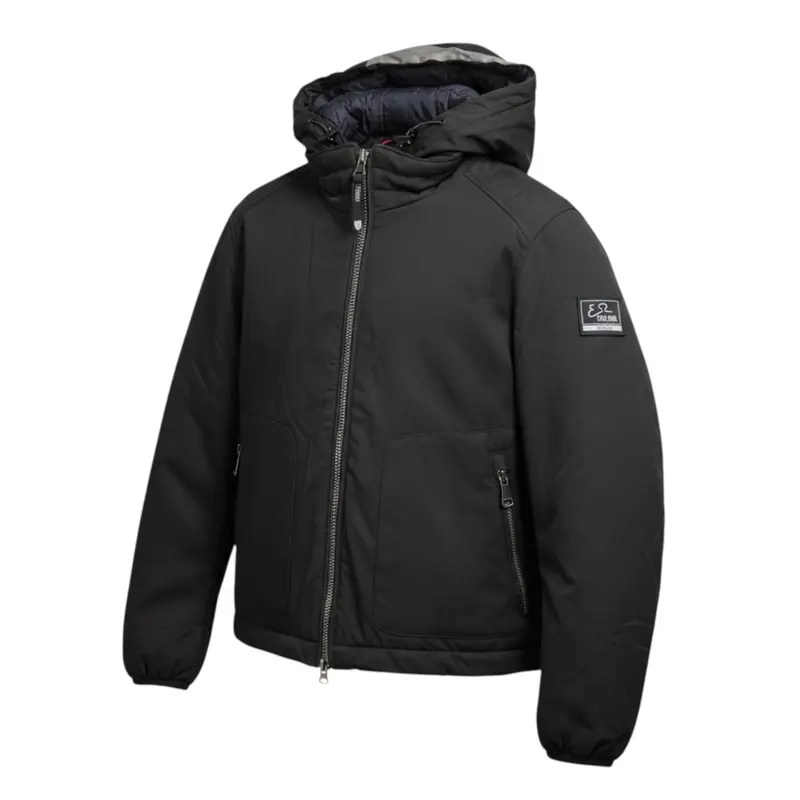 Yes Zee Giubbino tinta unita con Zip E Cappuccio Nero per Bambino