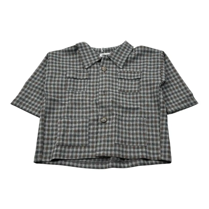 Zero Ampere Camicia Manica Lunga Stampa Fantasia Quadretti Grigio per Bambino