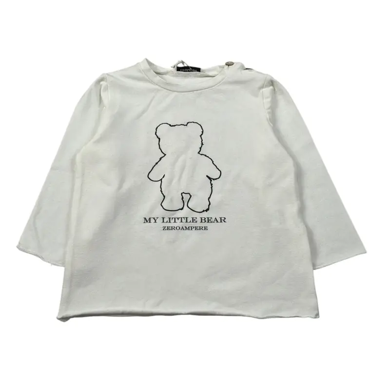 Zero Ampere Shirt Girocollo tinta unita con Stampa Panna per Bambino