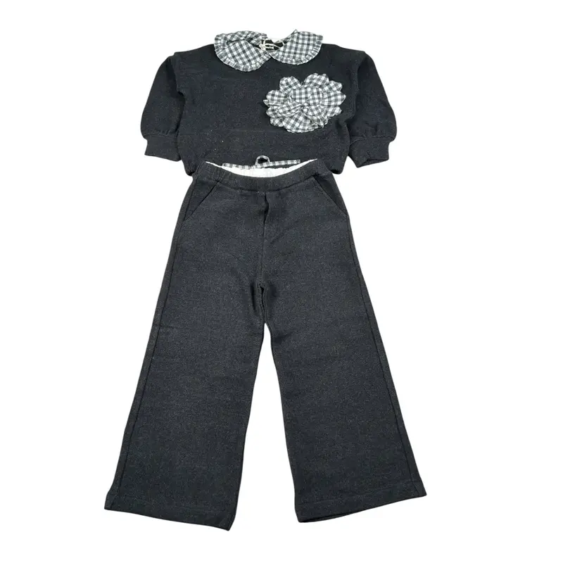 Zhoe & Tobiah Completo 2 Pezzi Felpa-Pantalone tinta unita Grigio per Bambina