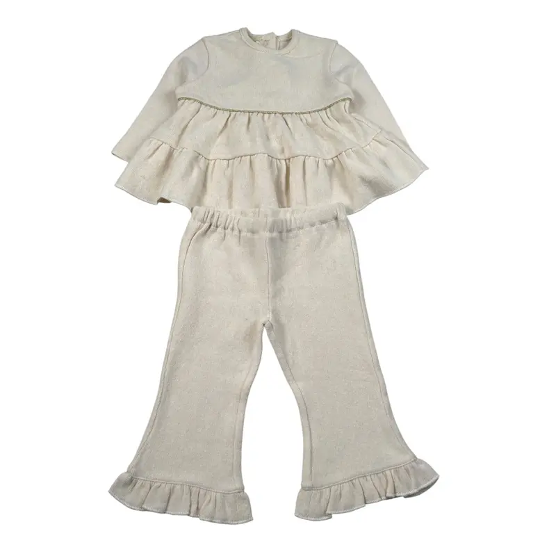 Zhoe & Tobiah Completo 2 Pezzi Maglia-Pantalone tinta unita Panna per Neonata