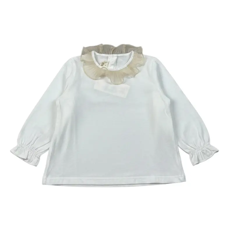 Zhoe & Tobiah Shirt tinta unita Colletto In Tulle Bianco per Neonata