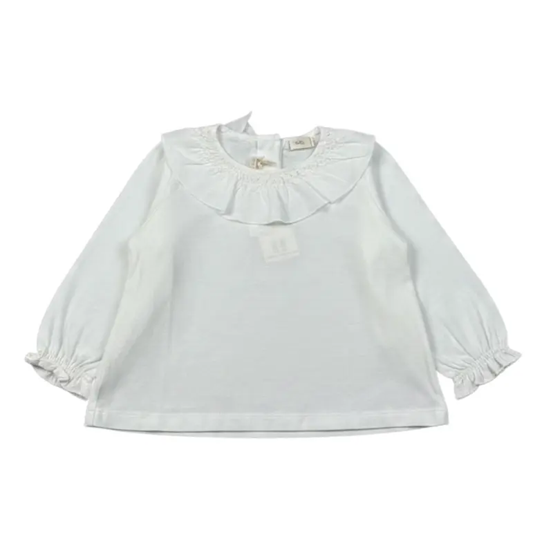 Zhoe & Tobiah Shirt tinta unita con Colletto Bianco per Neonata